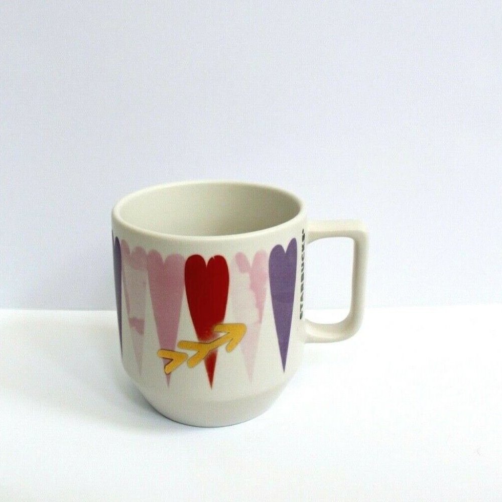Starbucks 2016 Valentine Painted Heart Ceramic Coffee Cup Mug